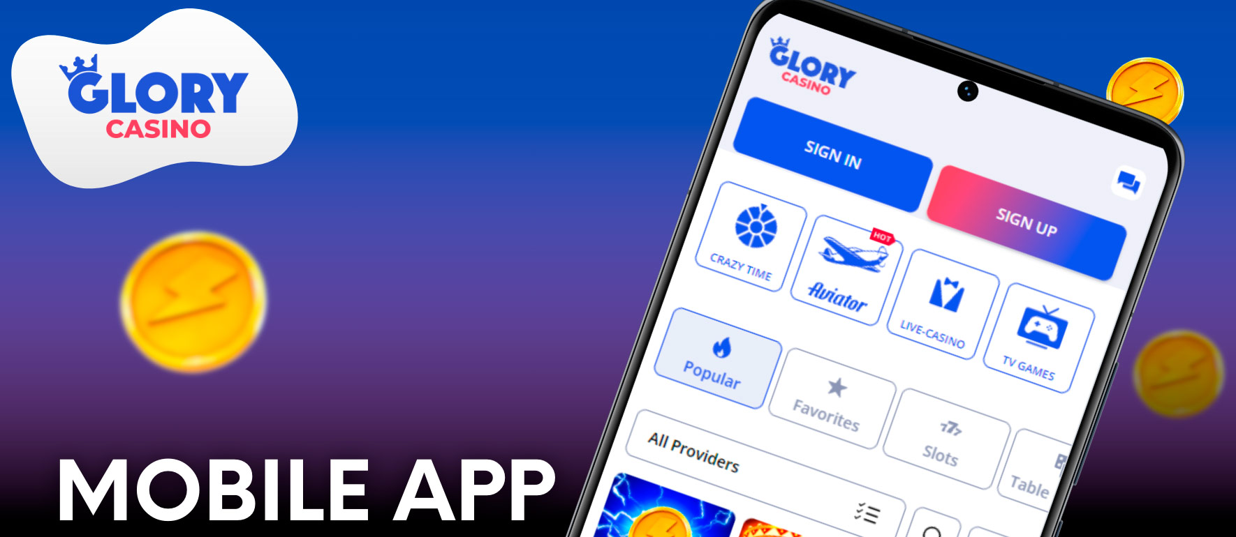 Glory Casino offers a handy mobile app