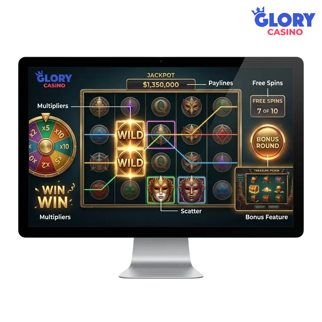 Glory Casino slot machine features and game mechanics