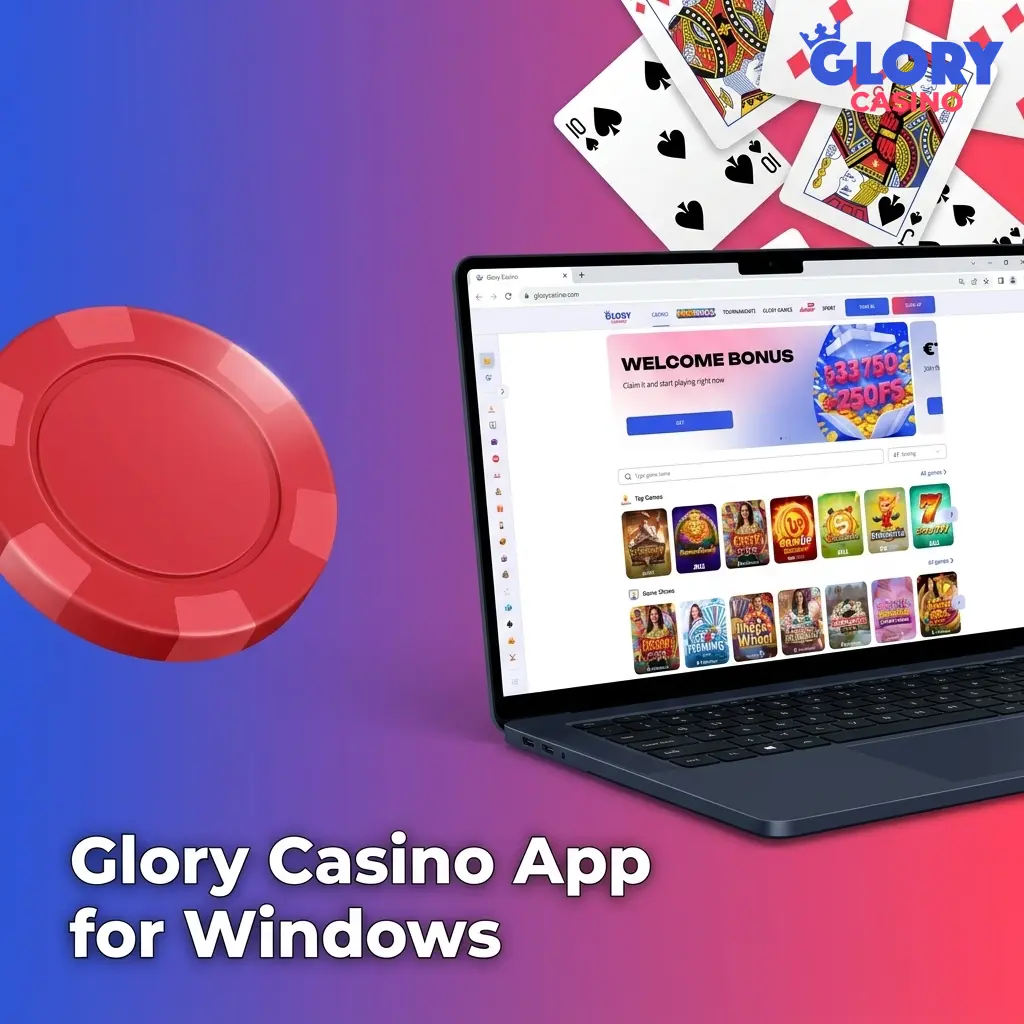 Glory Casino PWA installation on Windows PC via Chrome or Edge browser address bar install icon