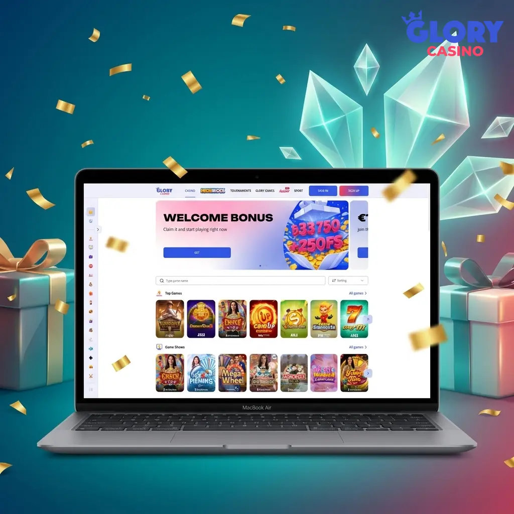 Glory Casino Bangladesh lobby showing 10000+ games, sportsbook, and 125% welcome bonus up to 33750 BDT