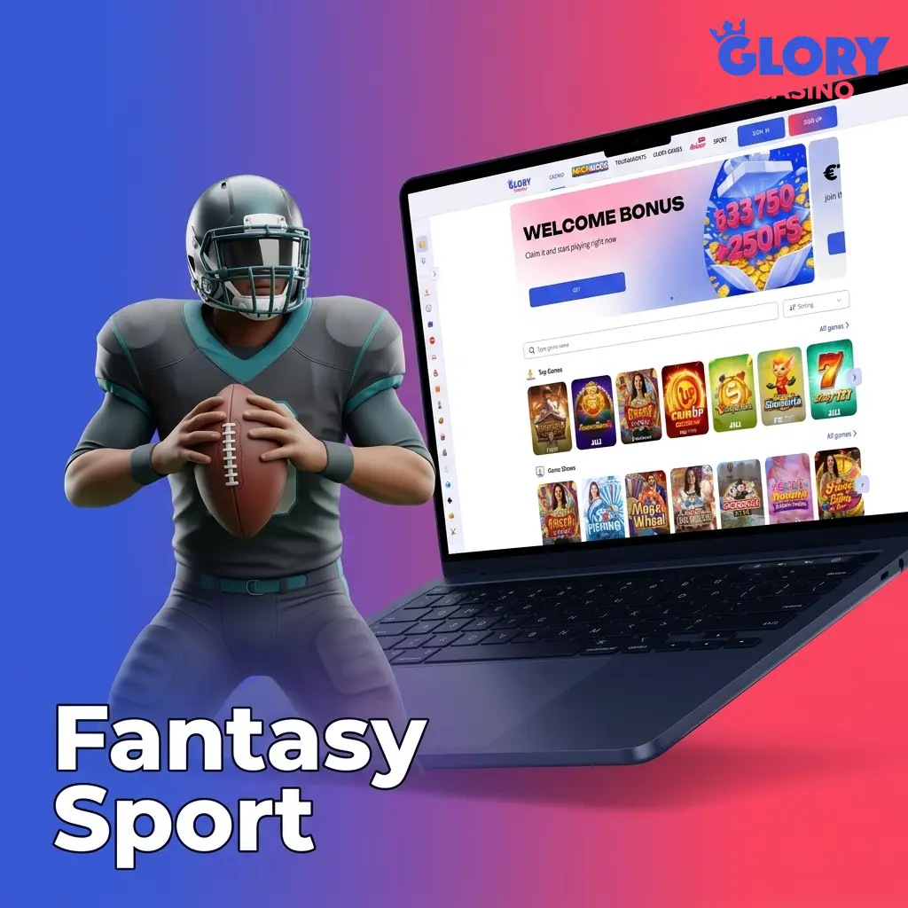Fantasy Sport on Glory Casino with virtual team building, salary cap, and live match scoring for cricket, football, basketball