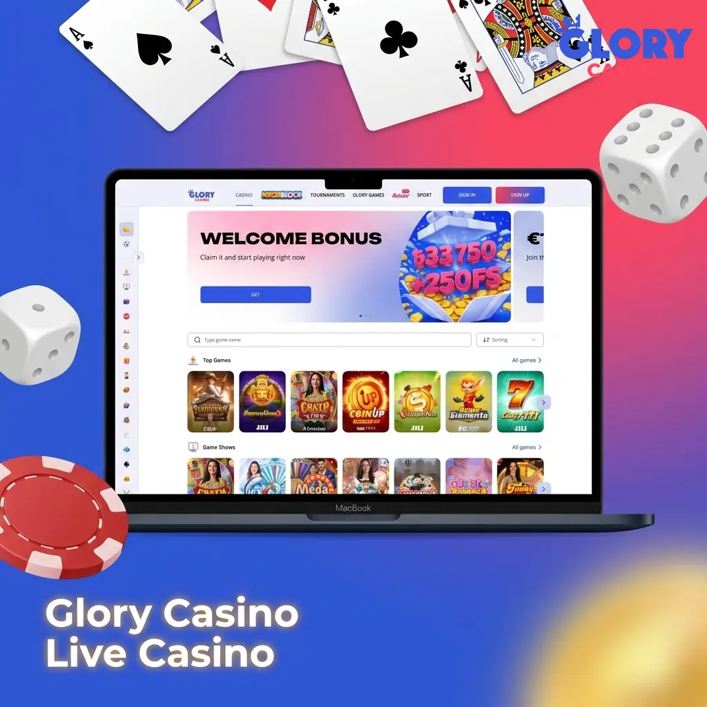 Glory Casino live dealer tables with HD streams showing baccarat, roulette, and Crazy Time game shows for Bangladesh players
