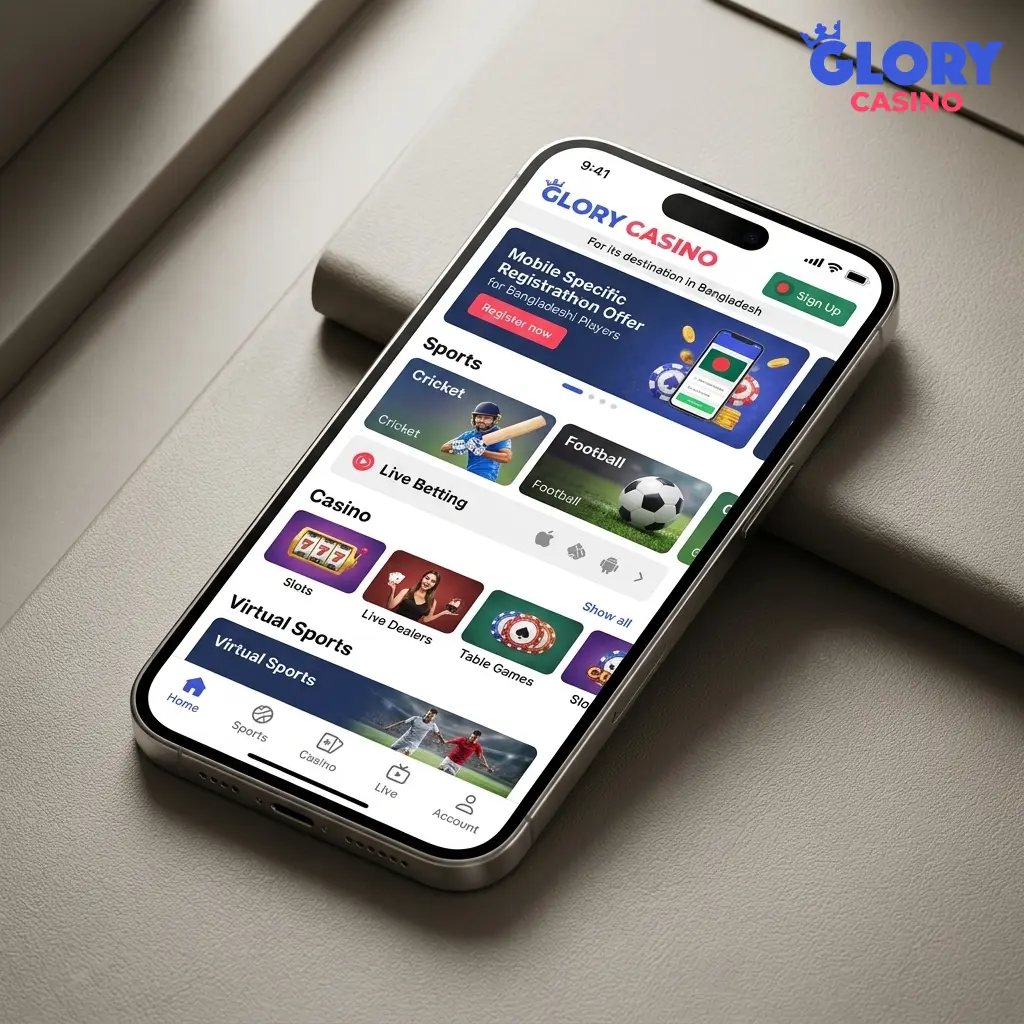 Glory Casino mobile app on Android and iOS devices