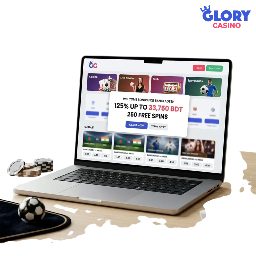 Glory Casino welcome bonus 125% up to 33750 BDT plus 250 free spins