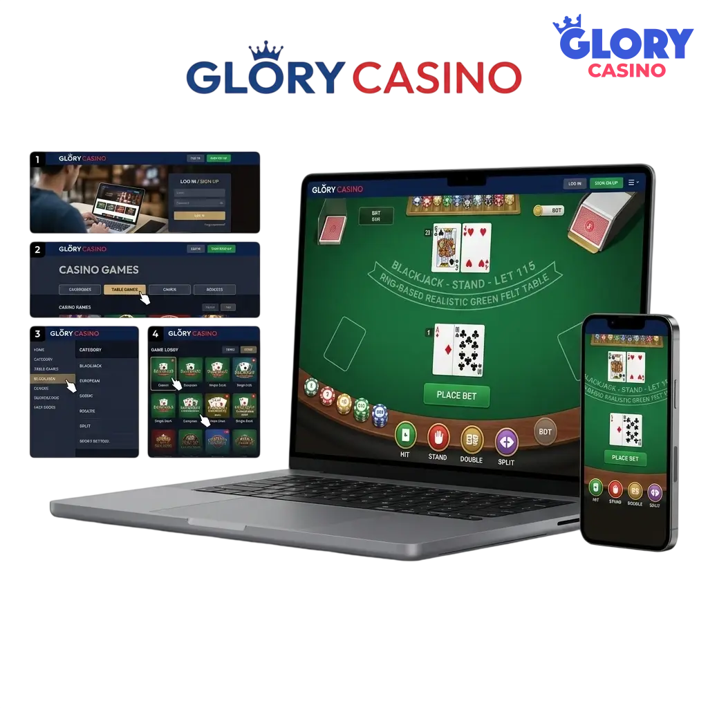 Glory Casino blackjack gameplay on desktop and mobile in Bangladesh