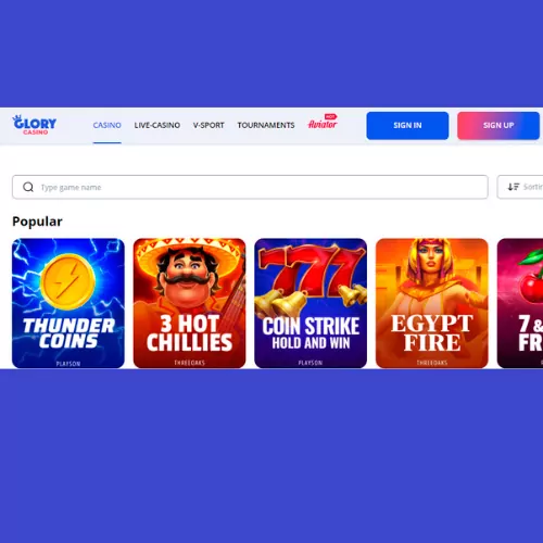 Glory Casino home page