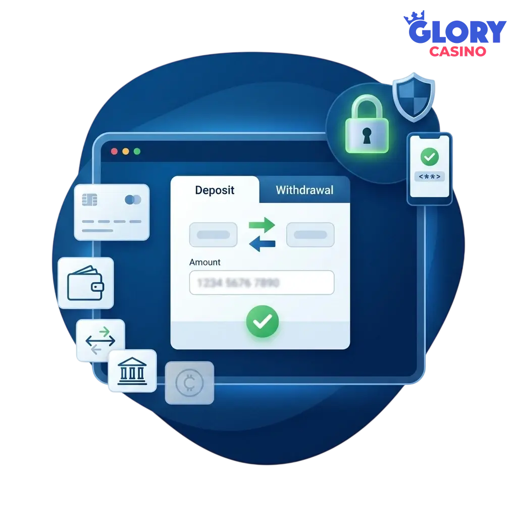 Payment methods at Glory Casino including bKash, Nagad and cryptocurrency