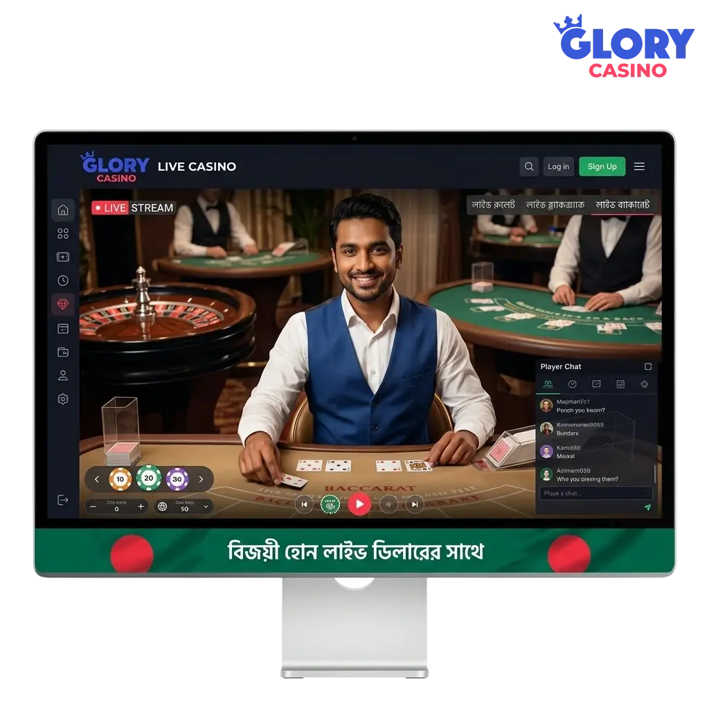 Live casino dealers at Glory Casino streaming tables