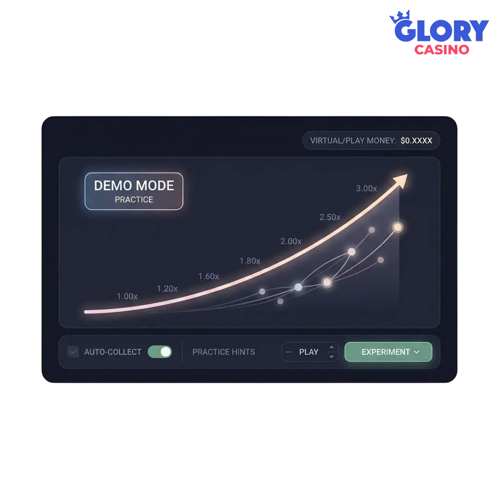 Aviator demo mode interface at Glory Casino
