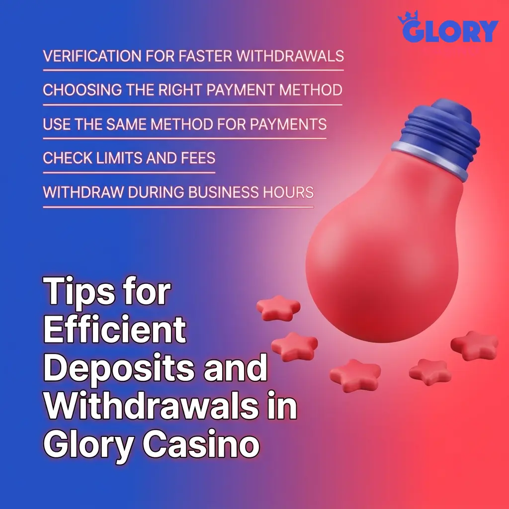 Glory Casino efficient deposit and withdrawal tips showing payment methods bKash Nagad Upay with transaction guidelines